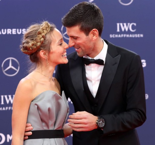 Novak Djokovic with his wife, Jelena Ristic Nee