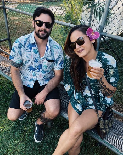 lima-lei Macfarlane posing for a photo with her fake boyfriend Tarsis Humphreys