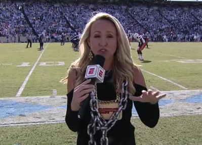 Kris Budden doing her job