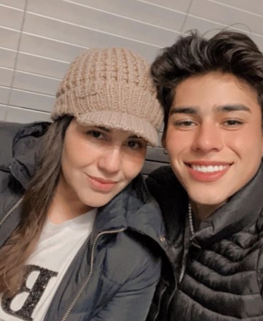 Andrew Davila with his mother
