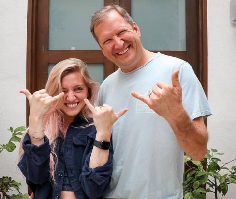 Anna Sitar with her father