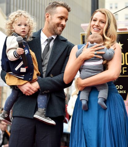 Ryan Reynolds with his wife, Blake Lively, and their daughters