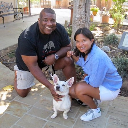 Violette Menefee and her husband Curt Menefee with their dog 