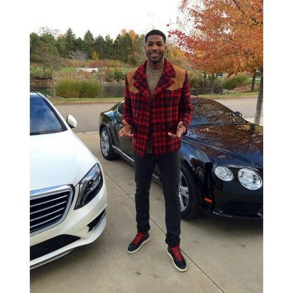 Tristan Thompson with the car