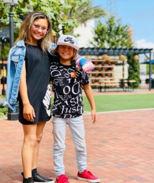 Sky Brown with her brother
