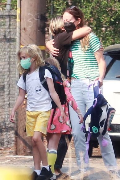 Olivia Wilde with her kids