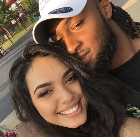Aaron Jones with his girlfriend