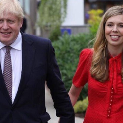 Borris Johnson and Carrie Johnson in frame