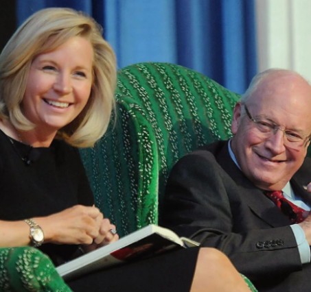 Liz Cheney with her father