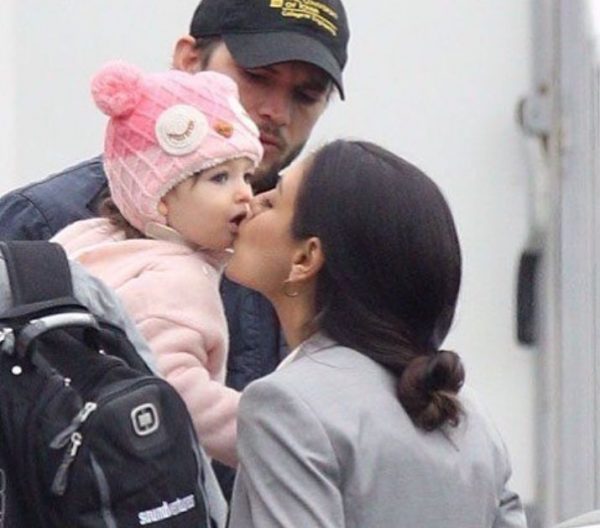 Mila Kunis with her baby