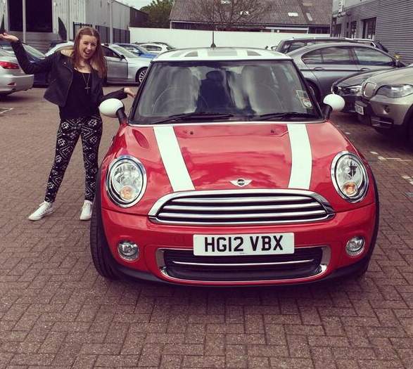 Saffron Barker with her car