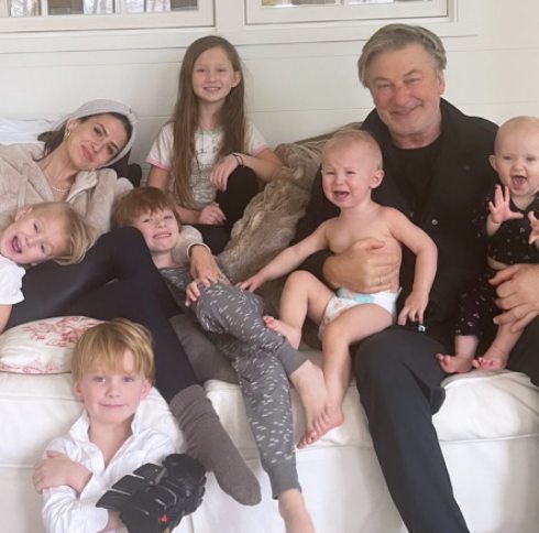 Hilaria Baldwin with her children and husband