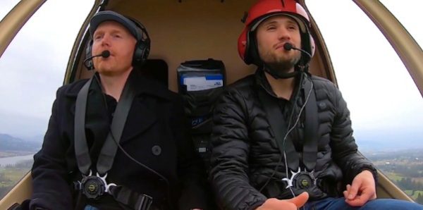 Bill Burr flying a helicopter