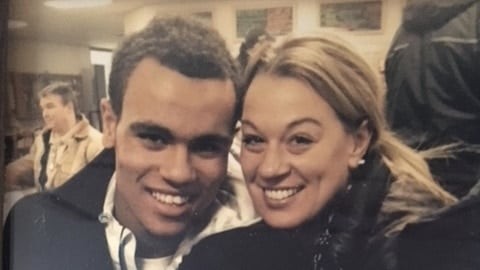 Jordan Greenway with his mother