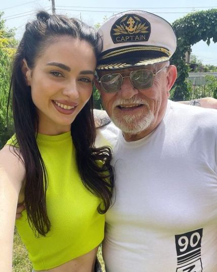 Khrystyna Stoloka with her grandfather