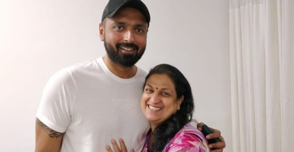 Varun Bangera with his mother