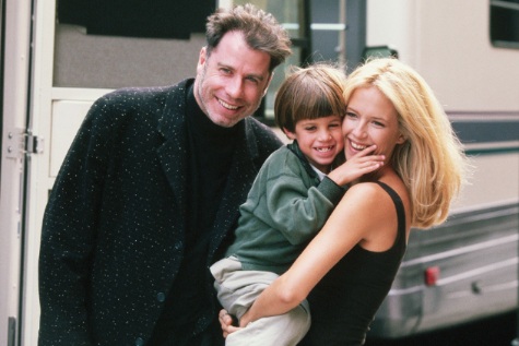 Childhood picture of Jett Travolta with parents