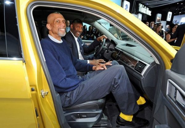 Kareem Abdul-Jabbar inside car