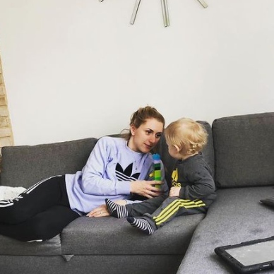 Laura Kenny with her son