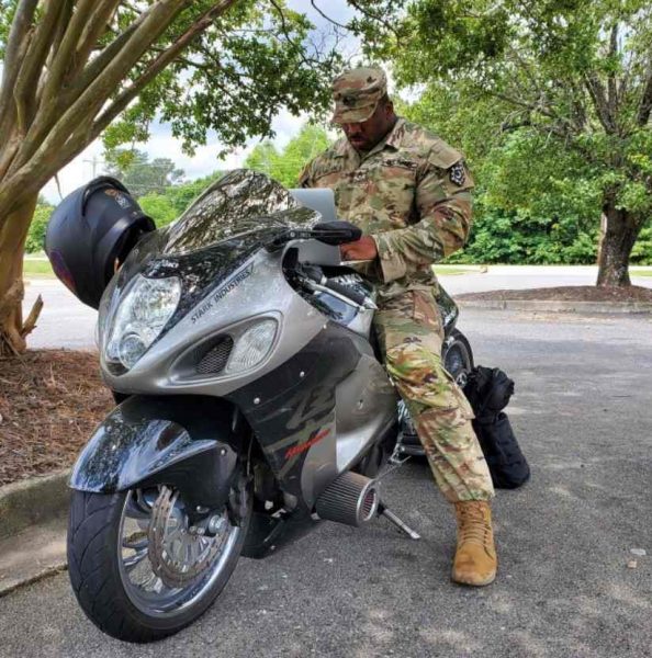 Cedric McMillan with his bike