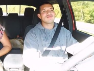 Javi Marroquin inside his car
