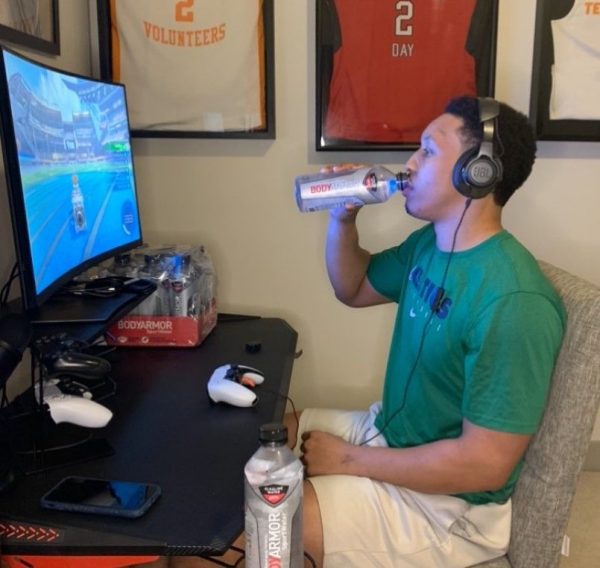 Grant Williams with his computer