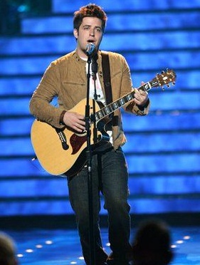 Lee DeWyze performing on the stage of American Idol Season 9 