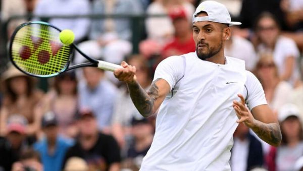 Nick Kyrgios while playimg tennis