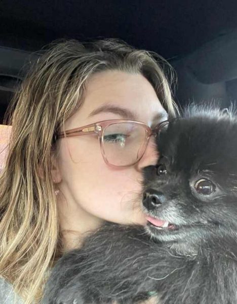 Rain Brown with her dog