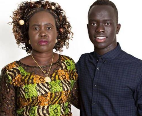 Awer Mabil with his mother