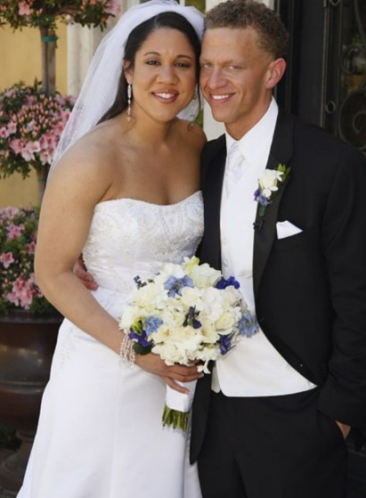 Damien Barling with his wife, Kara Lawson