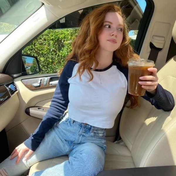Francesca Capaldi inside her car