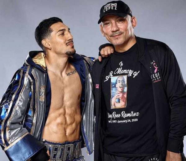 Teofimo Lopez with his father