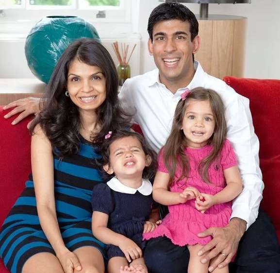 Akshata Murthy with her husband and children