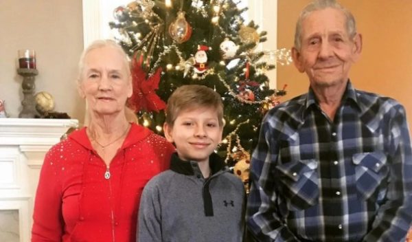 Mason Ramsay with his grandparents
