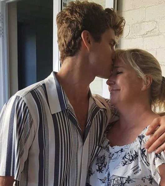 Luke Volker with his mother