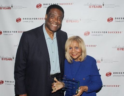 Carolyn Silas showing her husband's Award