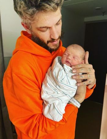 Mark Hampton with his baby