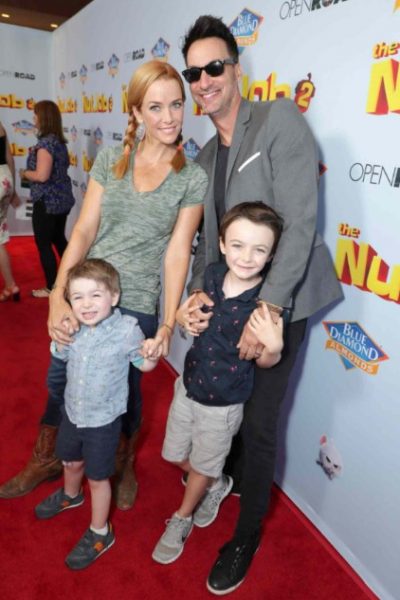 Annie Wersching with her husband and sons during some events