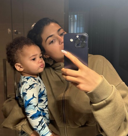 Kylie Jenner with her son, Aire