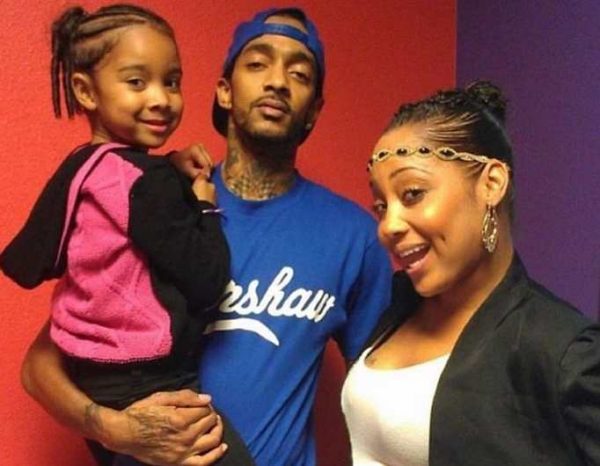 Nipsey Hussle with his ex-girlfriend Tanisha Foster and daughter