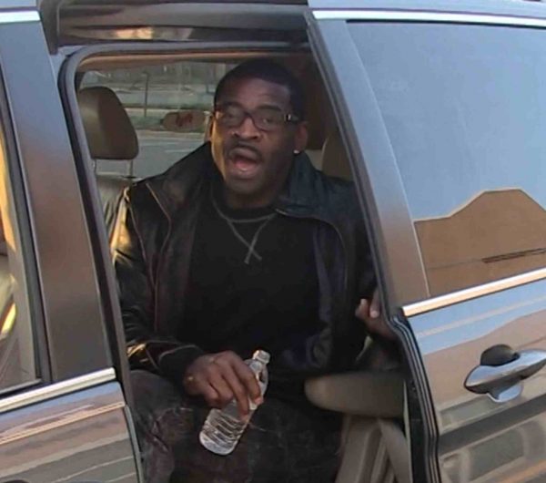 Michael Irvin inside his car