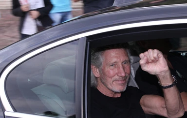 Roger Waters inside his car