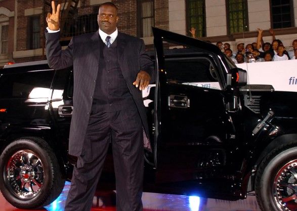 Shaquille O'Neal with his car