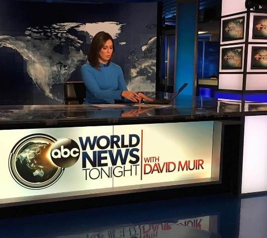 Cecilia Vega working at ABCNews set
