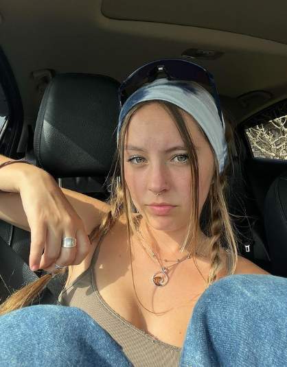 Peyton Coffee inside her car
