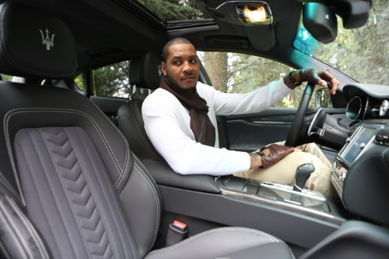Carmelo in his car