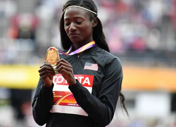 Tori Bowie with her medal